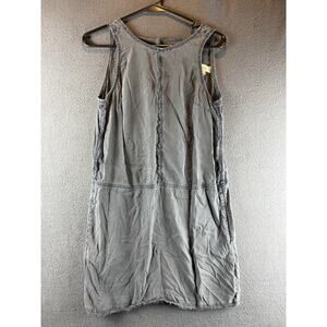 Cloth and Stone Mini Shift Dress Size XSmall Sleeveless Tie Back Frayed Hem Gray